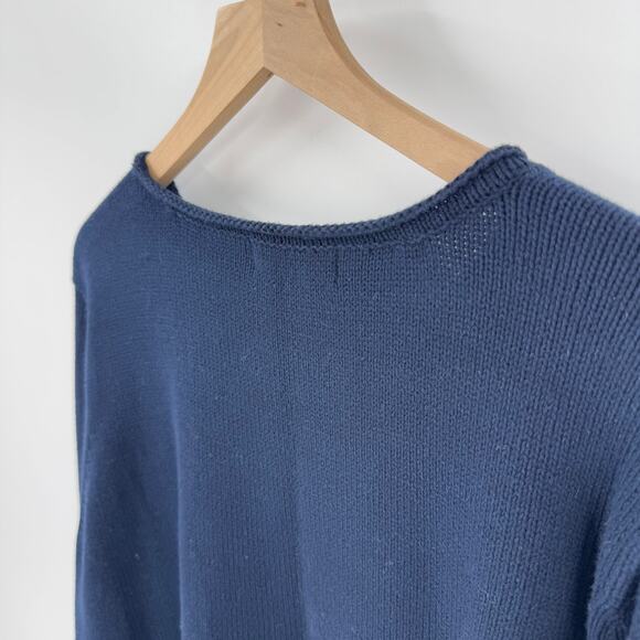 Vintage Liz Claiborne Anchor Nautical Sweater Navy White Cotton Pullover Size 2X - Picture 5 of 7